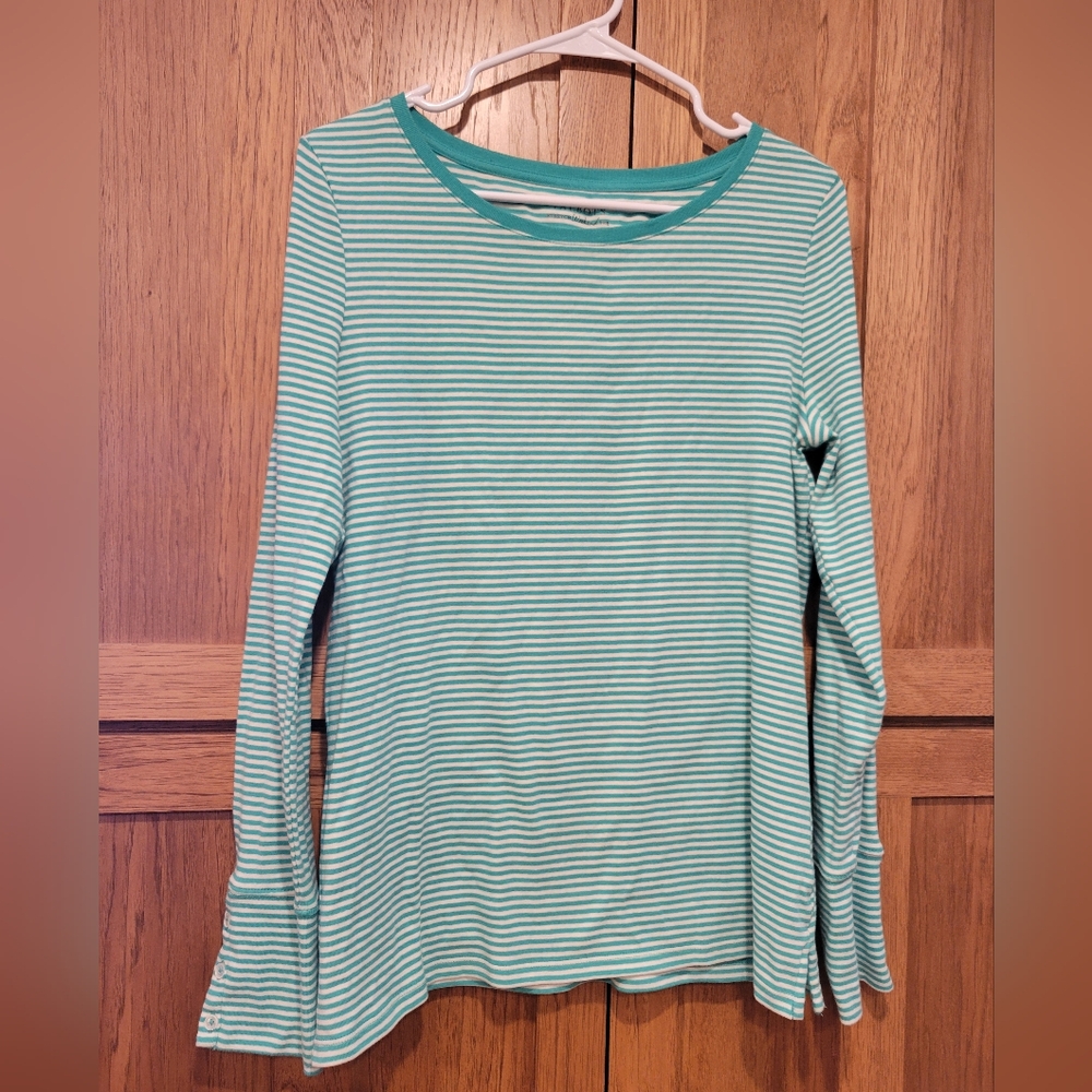 Talbots Womens Long Sleeve Stretch Weekend Tee  Size Large
